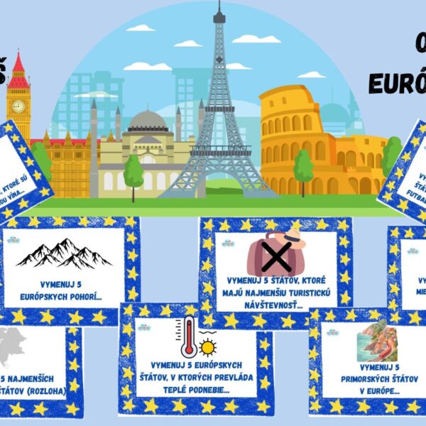 Vymenuj 5 - Čo vieš o Európe + pexeso Štáty Európy grátis