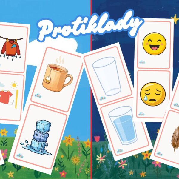 Protiklady - vzdelávacie obrázkové  kartičky