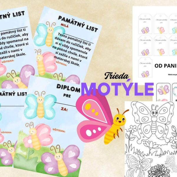 Pamätný list do MŠ - Motýle