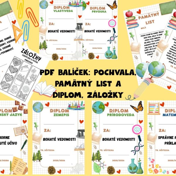 PDF Pamätný list - balíček na koniec školského roka (kocka papier)
